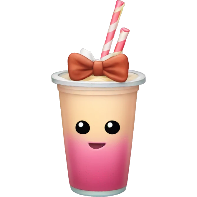 Emoji drinking boba with bow emoji