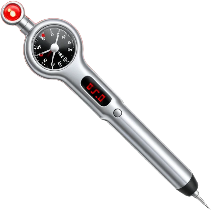 the neuralyzer from Men in Black movies; a pocket sized, extendable silver probe with a red light at the tip and 3 small black dials in the extended part emoji