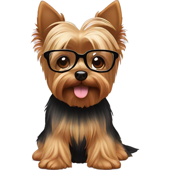 yorkie with glasses emoji