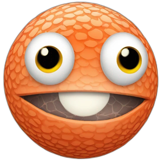 3d sphere with a cartoon Salmon skin texture with big kind eyes emoji