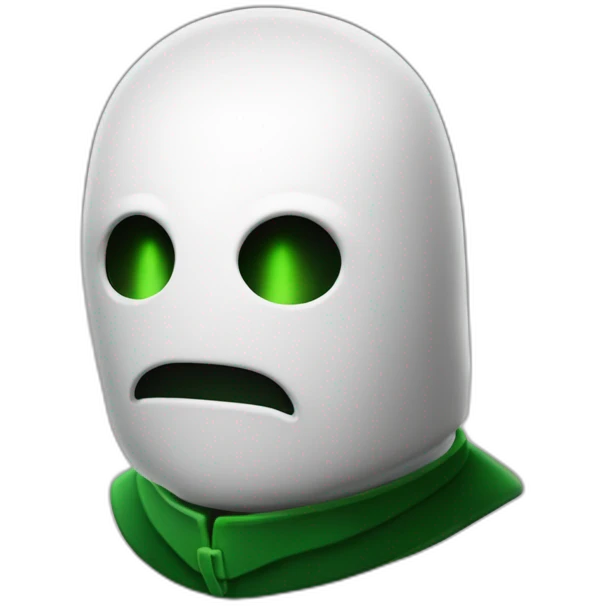 Fantôme blanc et noir avec du vert qui attaque emoji