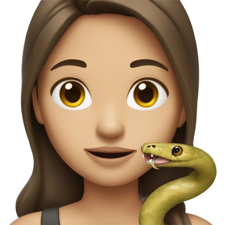 Girl with brown hair and wide body holding a snake emoji