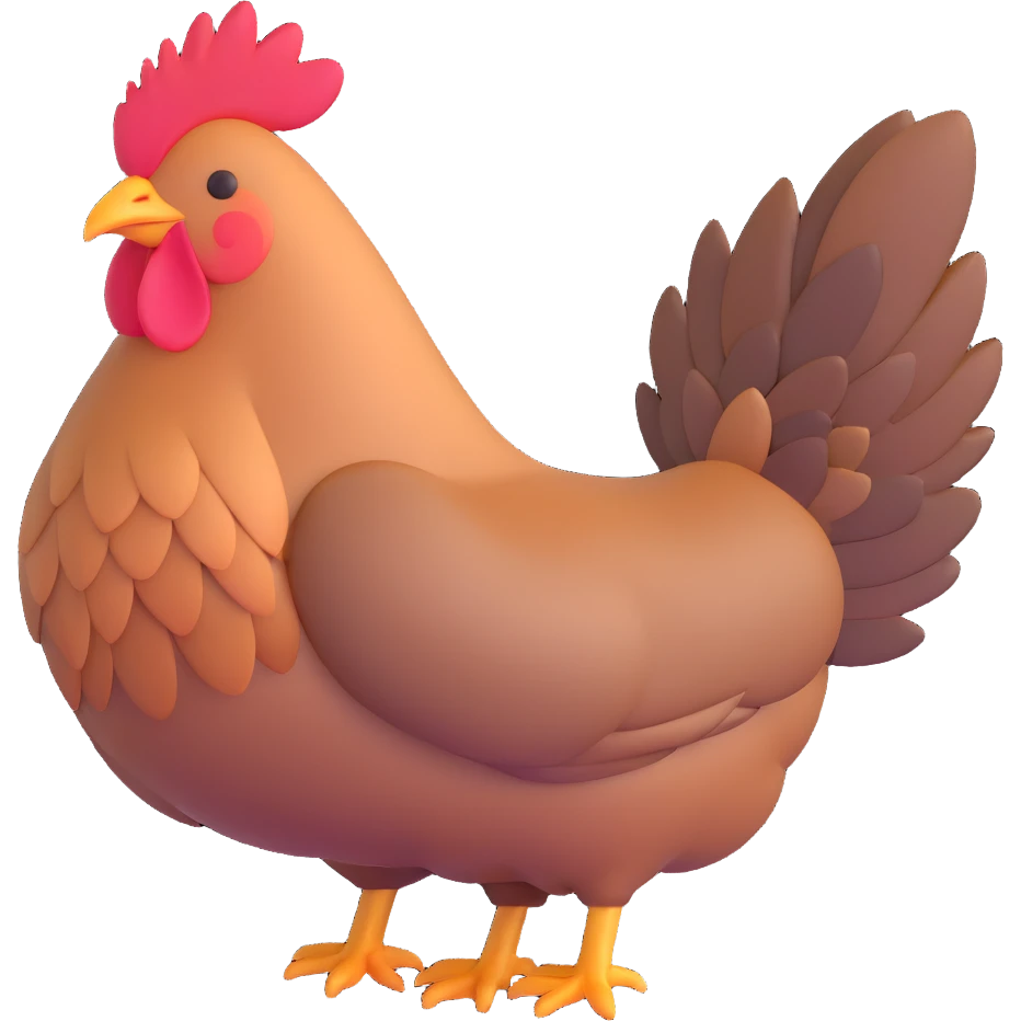 adorable hen with detailed feathers emoji