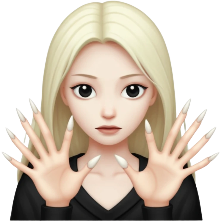 a pale  human with long claws 'no eyes' emoji