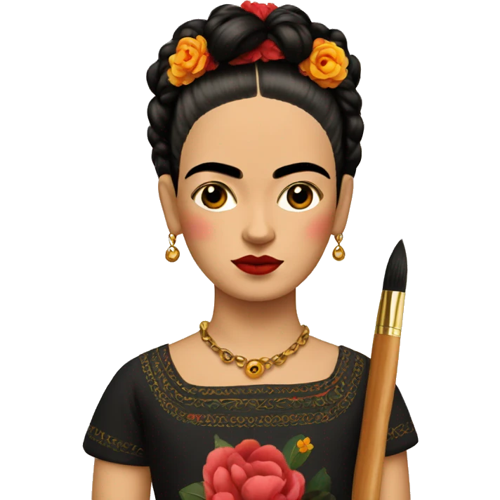 body frida kahlo kid with paintbrush emoji