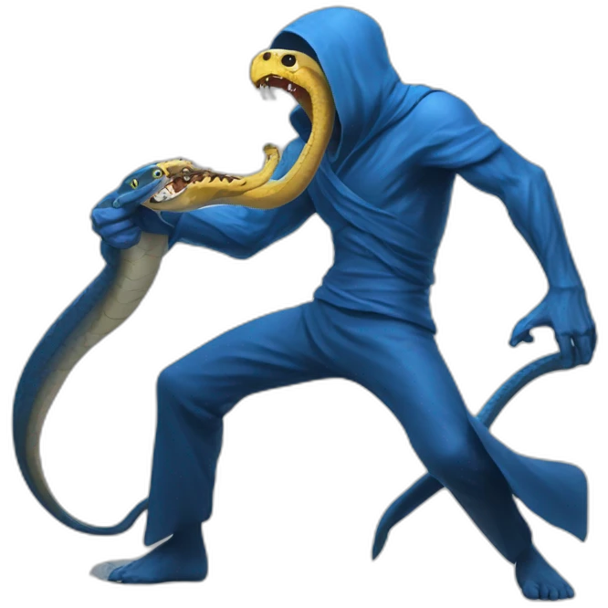 blue reaper fighting with a python emoji