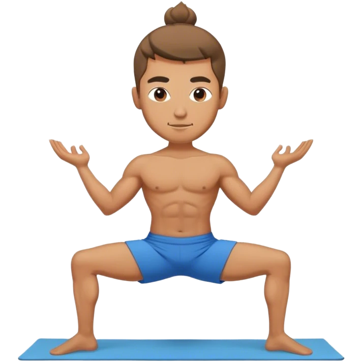 guy blue short warrior2 yoga pose emoji