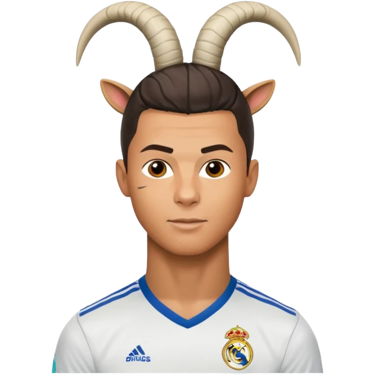 I want Ronaldo in Madrid and something over his head saying GOAT emoji