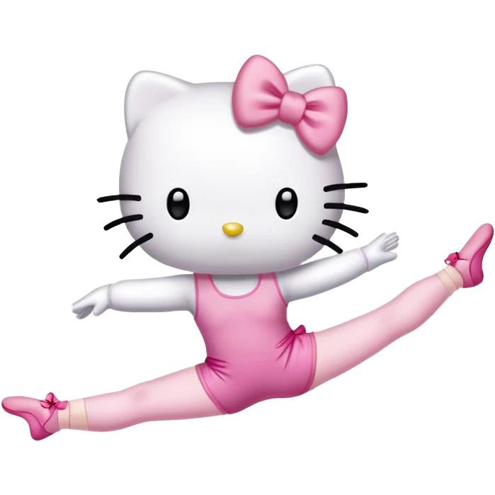 Hello Kitty doing a gymnastics walkover emoji