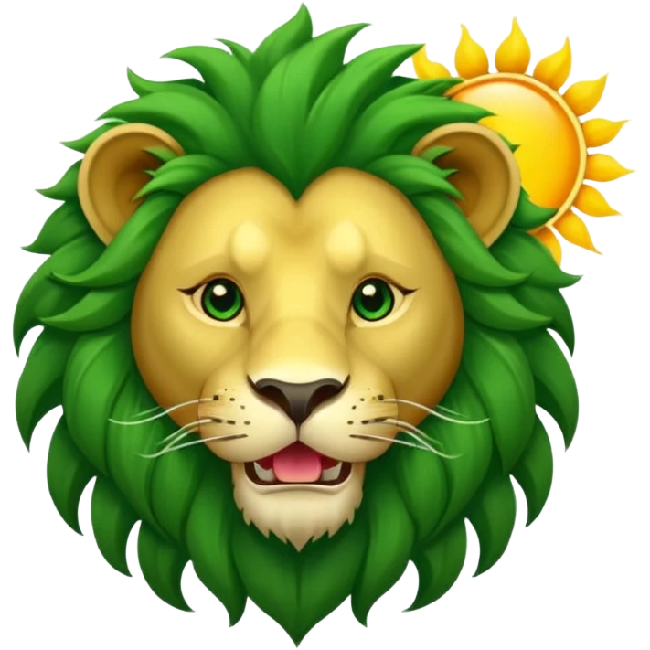 Majestic green lion with sun in his mouth emoji