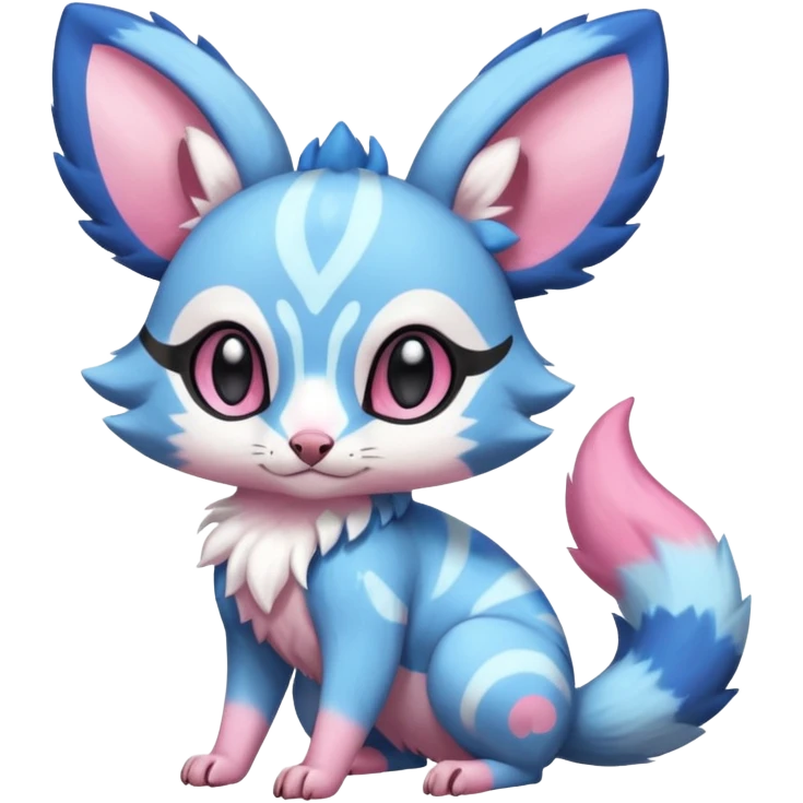 Rare realistic cool cute epic aesthetic colorful Amaura-Sylveon-Civet-Genet-species-Fakemon-hybrid-creature, with markings, full body emoji