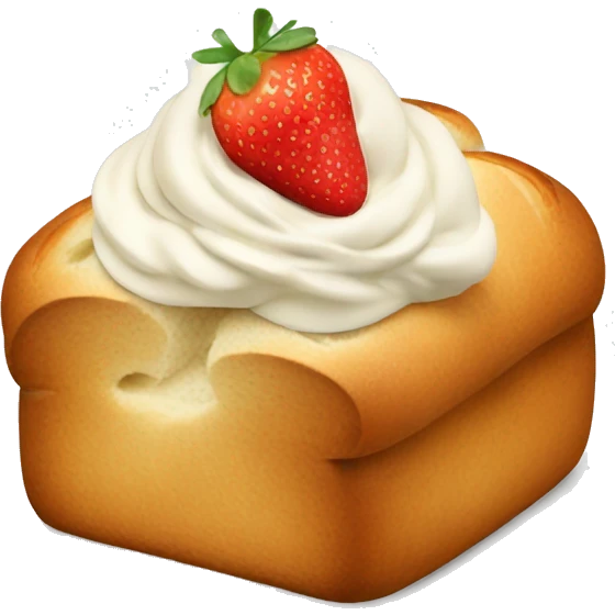 Bread with cream and strawberry on top emoji