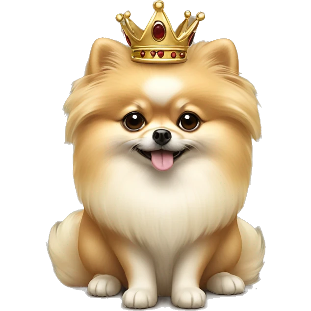 Crème Pomeranian with crown  emoji
