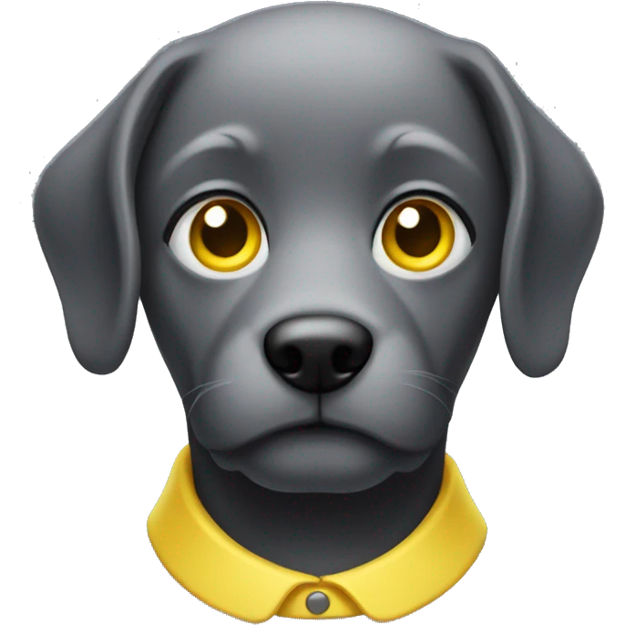 Dark grey vat with yellow eyes and a pink collar emoji