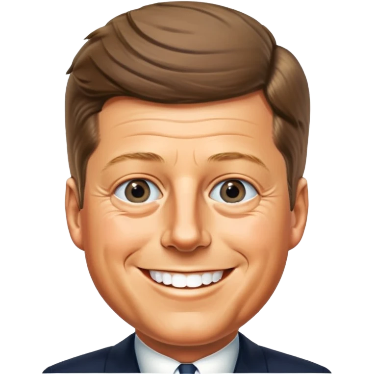 John F. Kennedy smiling face, minimal details, friendly diplomatic mood emoji