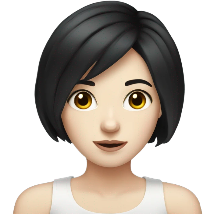 pale skin young woman with a black short hair emoji
