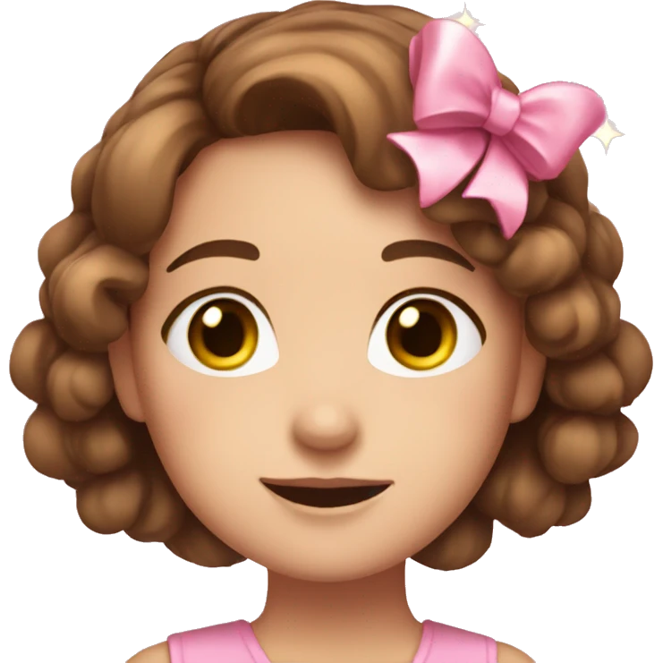 A cute young woman with brown hair and many small pink bows and sparkles around her emoji