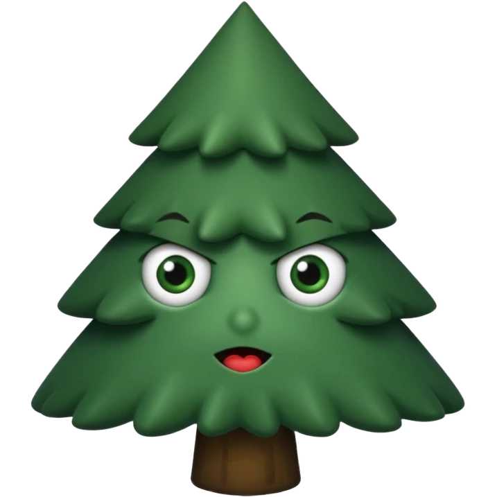 sapin avec deux gros yeux noirs, pas de bouche emoji