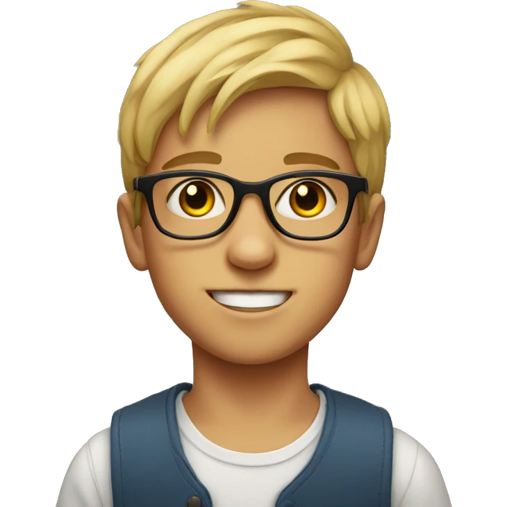 portrait of a boy with glasses emoji