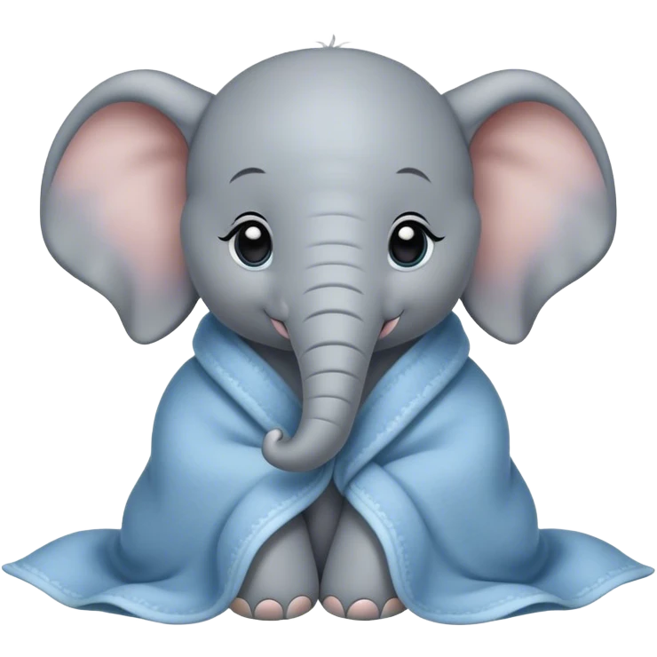 Cute, Disney-style baby elephant cozy in blanket emoji