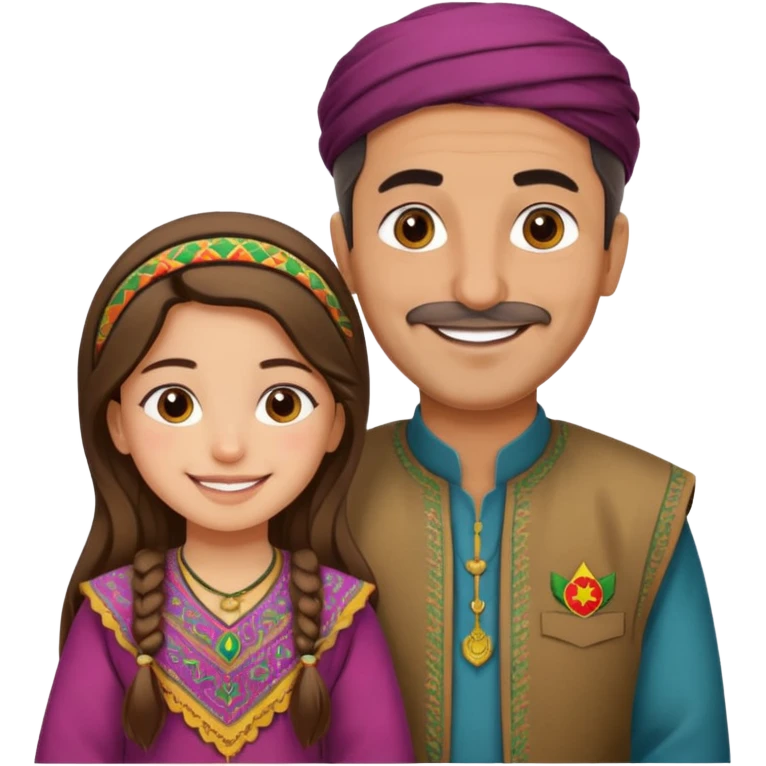 دختر وباباش باهم با لباس کردی emoji