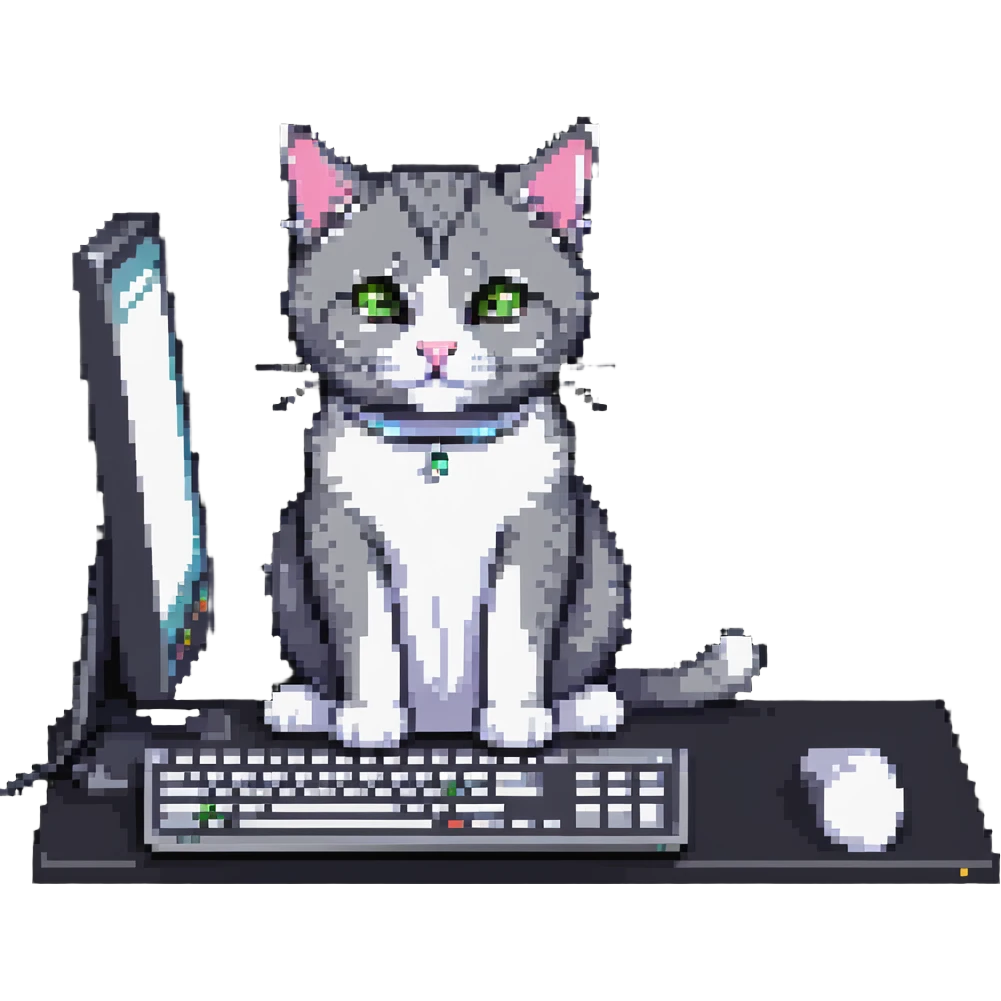 cat sitting at a computer emoji