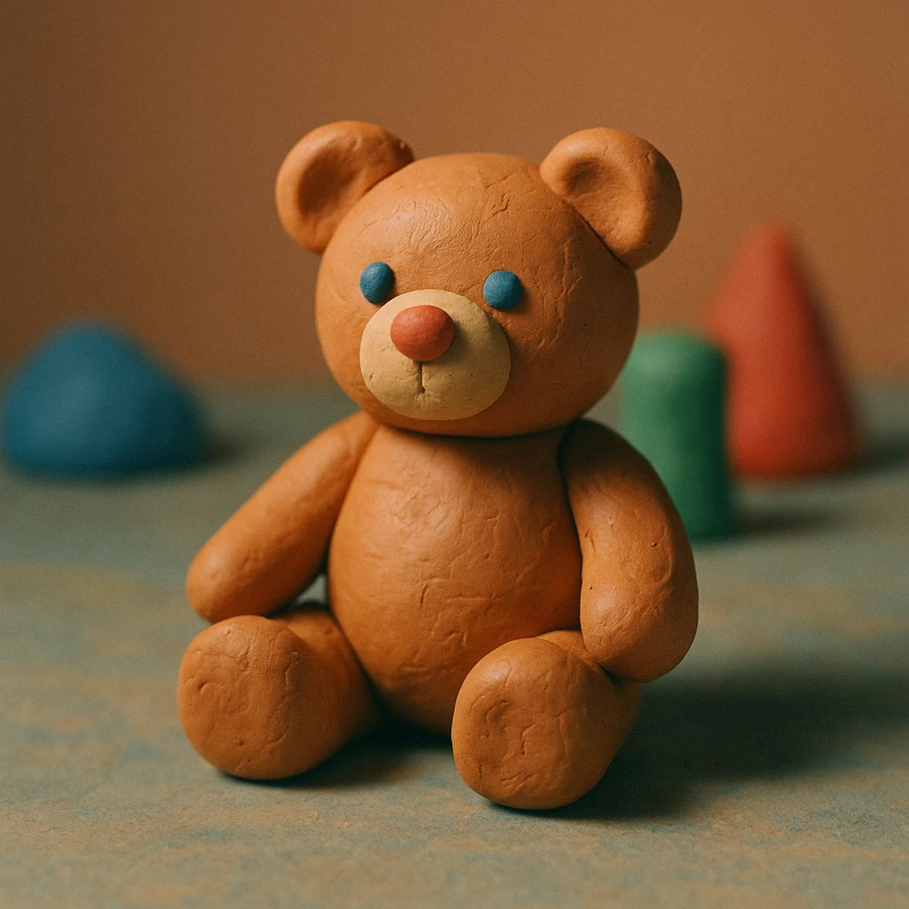 teddy bear, claymation style, matte plasticine with visible fingerprints emoji