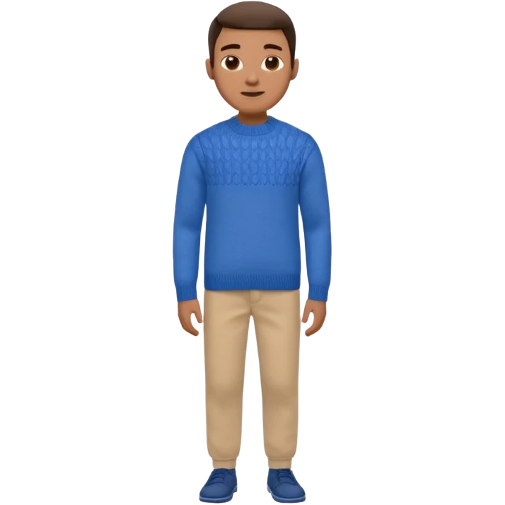 man in blue smart jumper and blue chinos trousers emoji