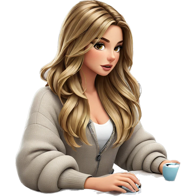 cozy indoor girl with coffee emoji