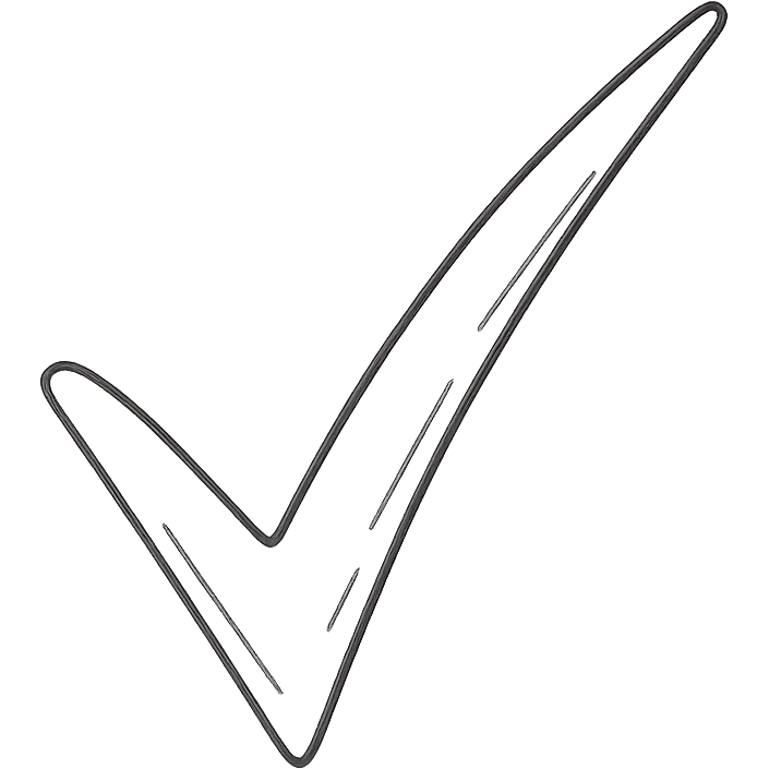 hand drawn style checkmark, slightly curved emoji