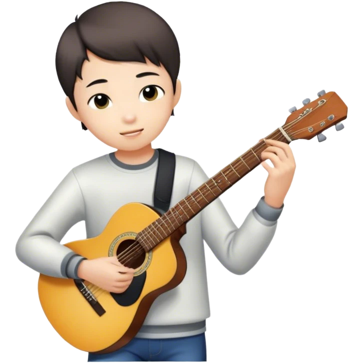 guitar player ,short hair boy ,16years，Chinese emoji