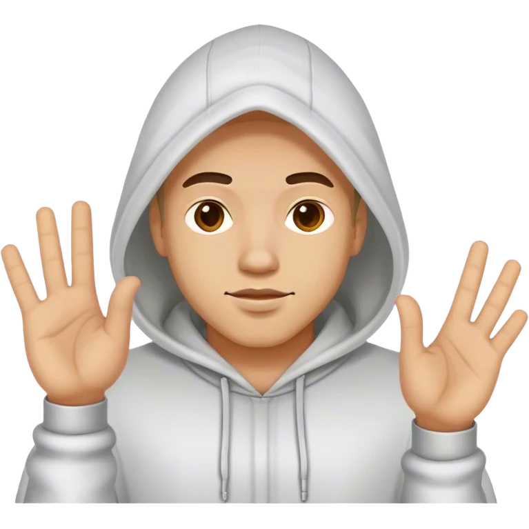 A man with a hood making the Jul sign emoji