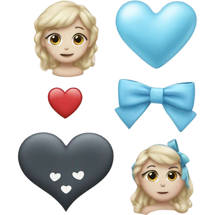A baby blue heart and coquette bow  emoji
