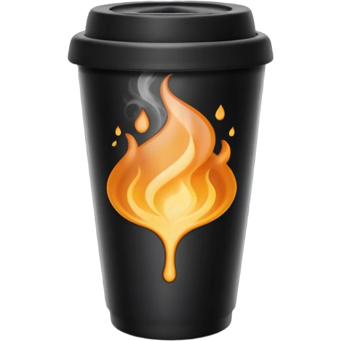 takeaway coffee cup black with black lit emoji