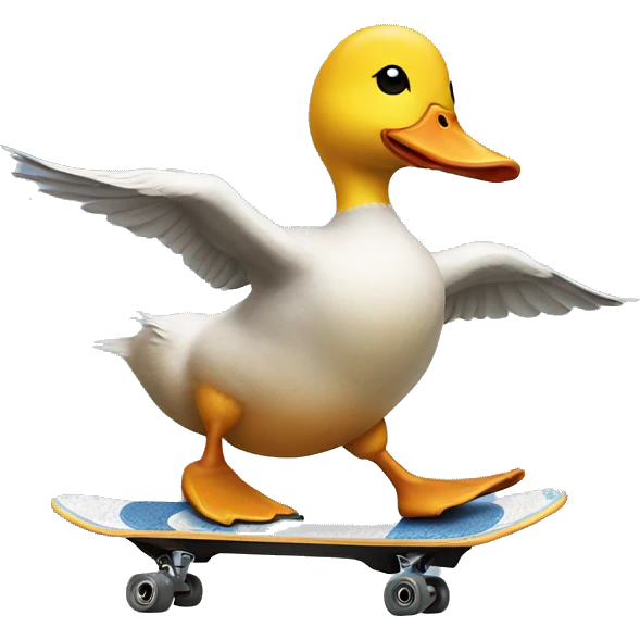 Duck skateboarding  emoji