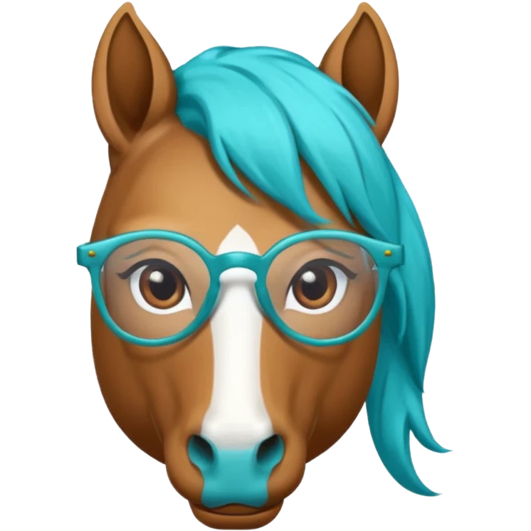 horse head with turquoise hair and glasses emoji