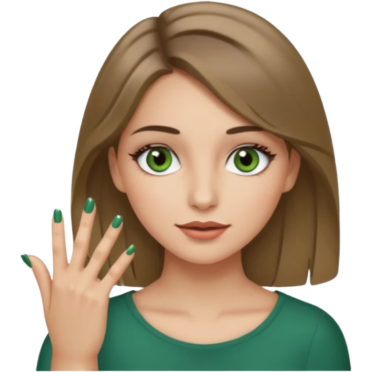 Ragazza bionda scuro con gli occhi marroni/verdi,truccata con un unghia fra i denti emoji