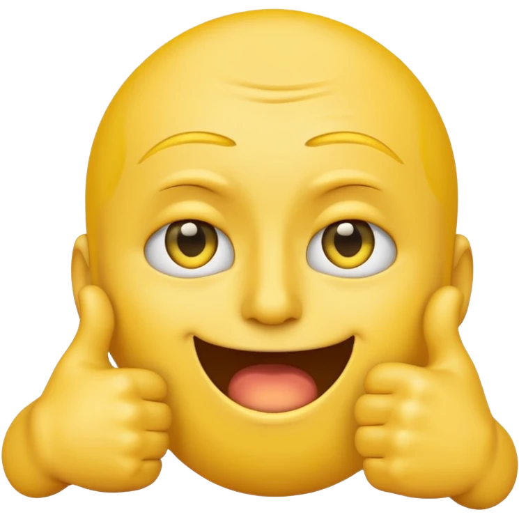 Original yellow Emoji face stressed out with one eye half open quivering out of anxiety and a singular thumbs up sticking out. . The right eye needs to be half closed your fucking dumb  emoji