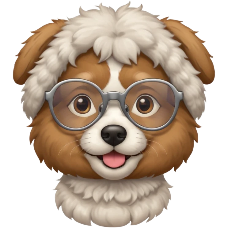dog wearing grany emoji