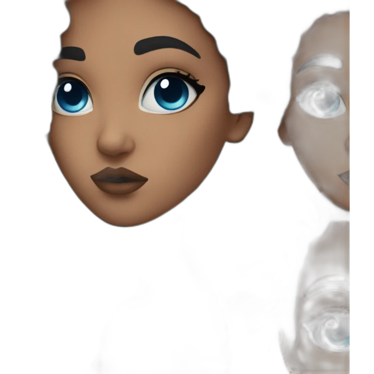 a woman with curly black hair and blue eyeliner emoji