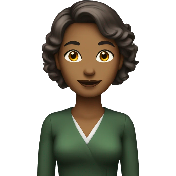 femme de 45 ans, coupe carré, cheveux noirs, yeux marrons/verts emoji