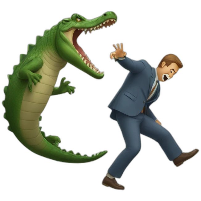 man kicking crocodile emoji