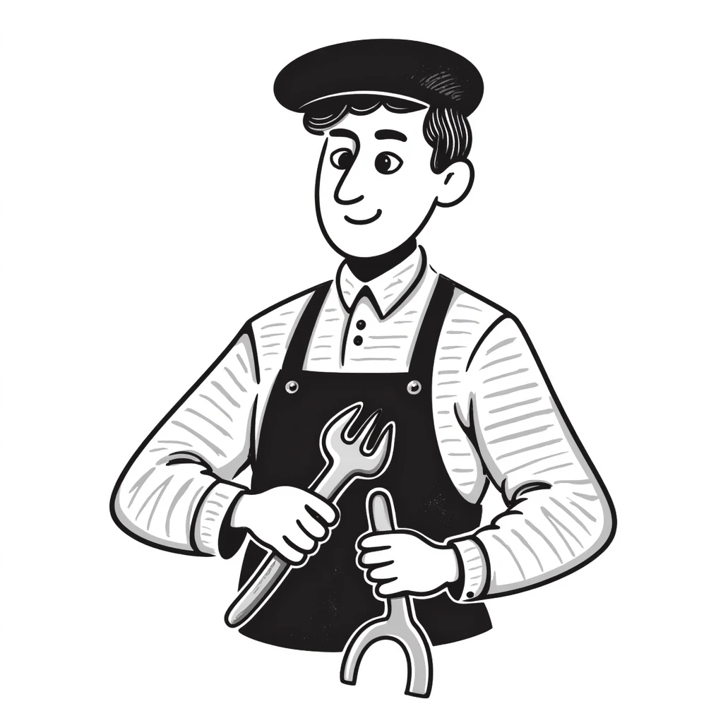 Highly detailed sketch of Victorian era English worker with rugged face, detailed period clothing with fine stitching, realistic proportions, and authentic tools emoji