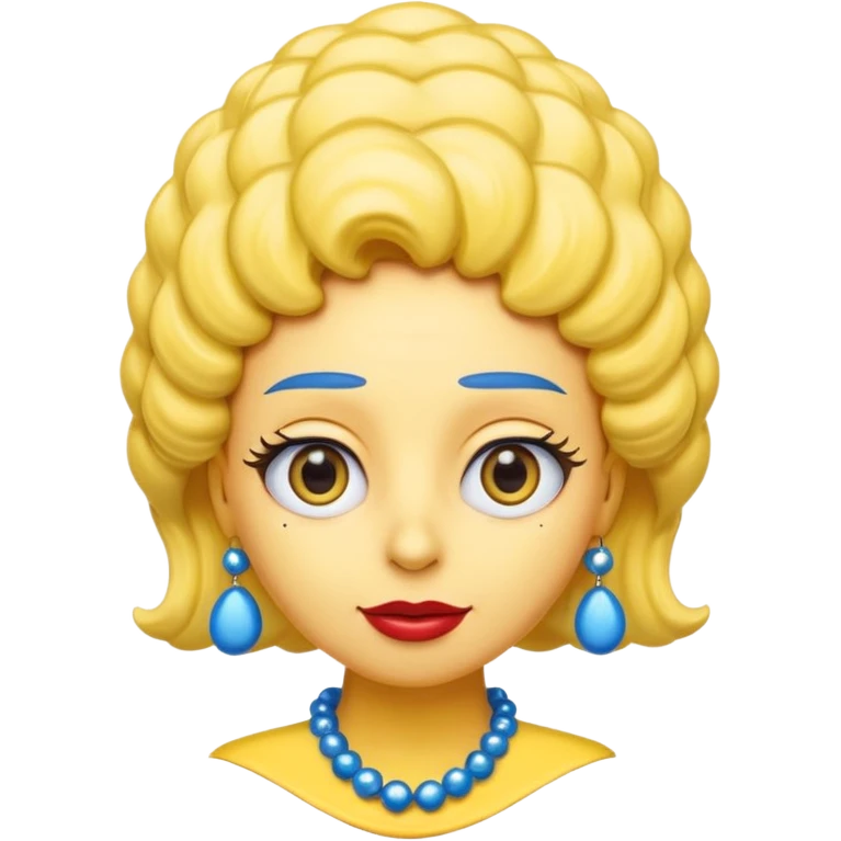 3D emoji head-only, smooth plastic, soft studio light, big round eyes, bold outline, centered, transparent bg,
Marge Simpson, yellow skin, tall blue beehive hair, red pearl necklace emoji