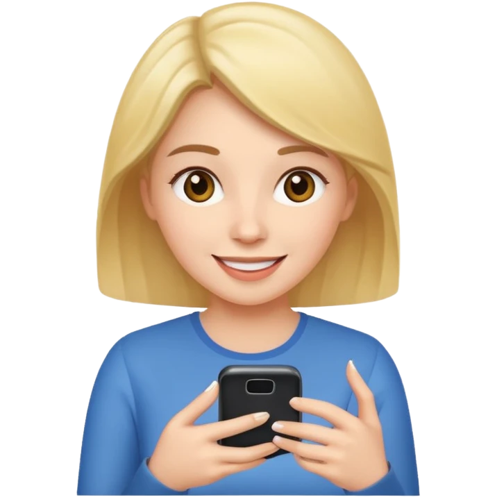 frau ist glücklich am Smartphone emoji