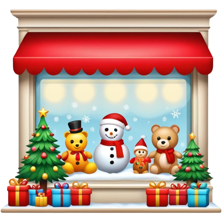 Christmas department store window display with toys emoji