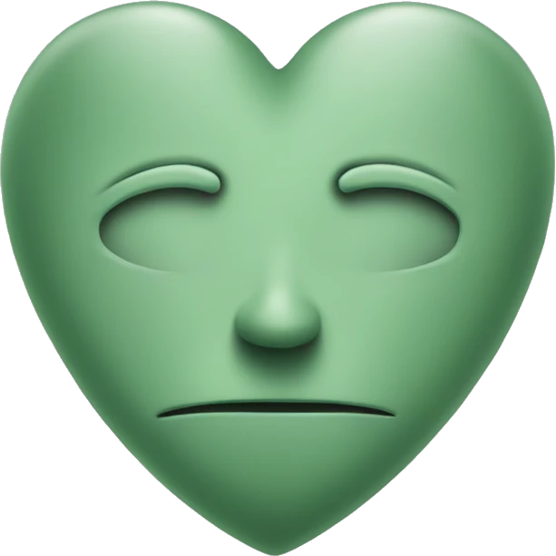 sage green heart with no face emoji