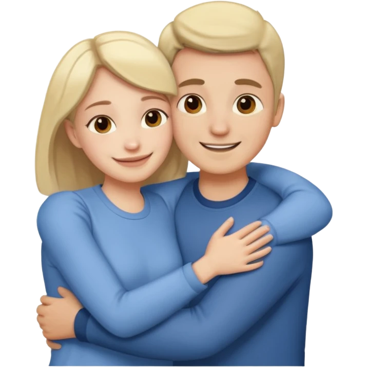 Two people hugging for comfort, one male one female emoji
