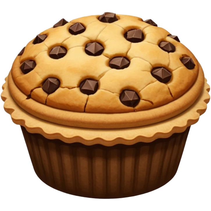 Baking community humanless avatar in clean emoji-style illustration. Pie, cookie, and muffin warm golden tones, simple shapes, flat design, high contrast, cozy and friendly. emoji