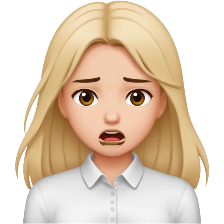 girl choking herself straight hair white shirt  emoji